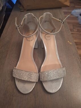 I.Miller Women's Silver Ankle-Strap Block Heel Sandals